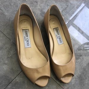 Jimmy Choo Peep toe ballet flats size 34.5